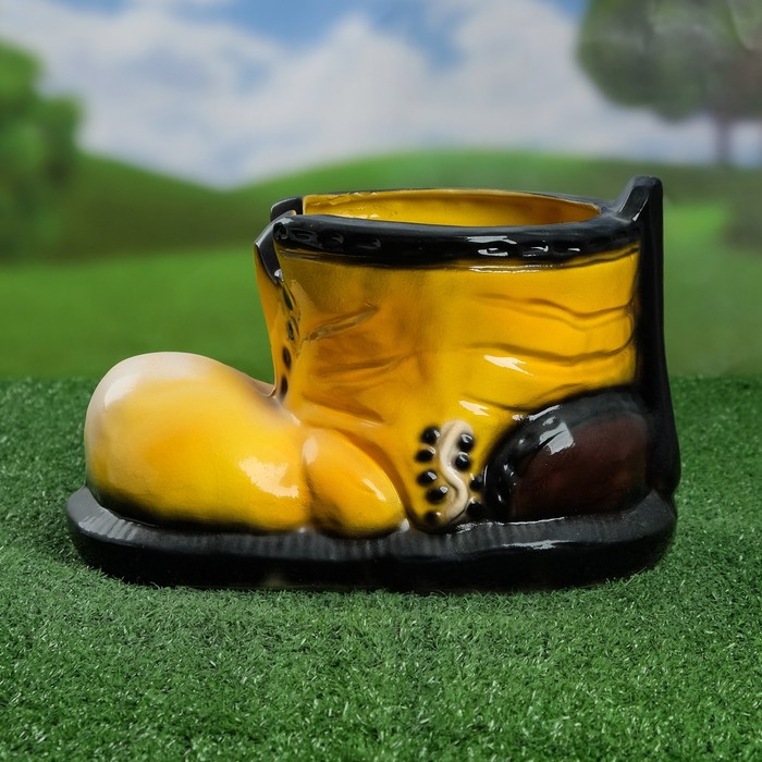 Кашпо "Ботинок" глянец жёлтый