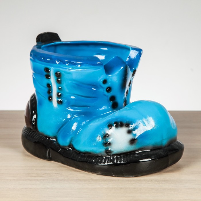 Кашпо "Ботинок" глянец синий
