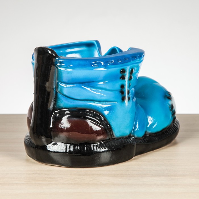 Кашпо "Ботинок" глянец синий