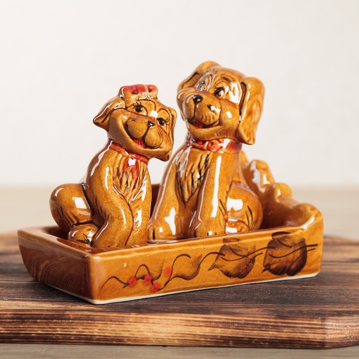 Набор для специй "Собачки", коричневый