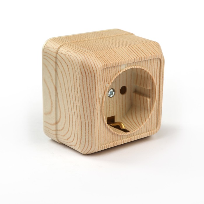 Розетка 2П+З открытой установки IP20 16А, сосна "Ладога" TDM