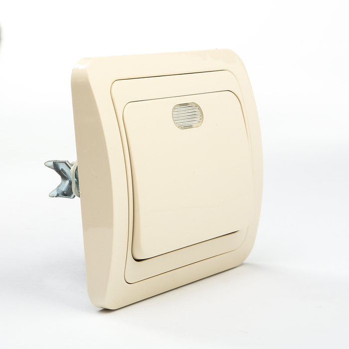 Выключатель 1-кл. с подсветкой 10А сл. кость "Валдай" TDM