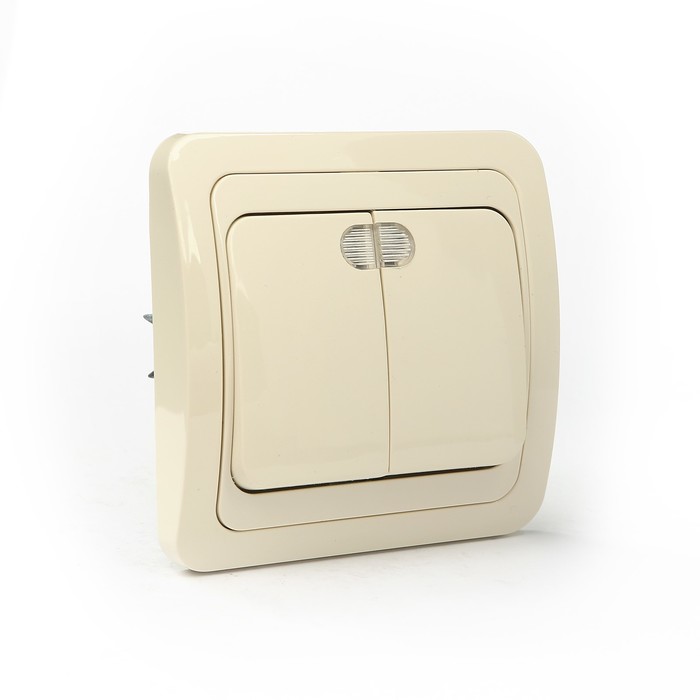 Выключатель 2-кл. с подсветкой 10А сл. кость "Валдай" TDM