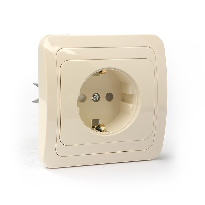 Розетка 2П+З 16А  c защитными шторками сл. кость "Валдай" TDM