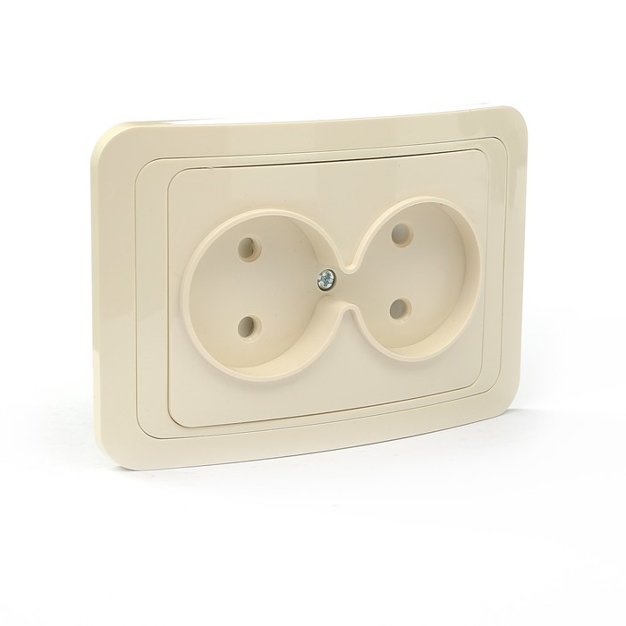 Розетка двойная 2П 10А c защитными шторками сл. кость "Валдай" TDM