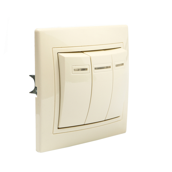 Выключатель 3 кл. с подсветкой 10А сл. кость "Таймыр" TDM