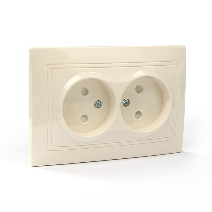 Розетка двойная 2П с защ. шт. 10А 250В сл. кость "Таймыр" TDM