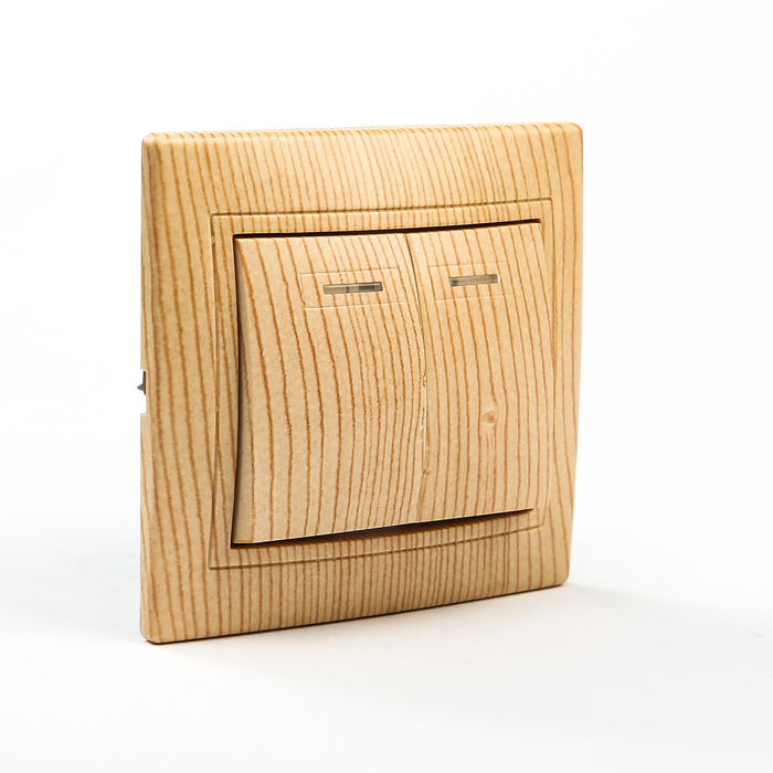 Выключатель 2 кл. с подсветкой 10А "ЭКО" (сосна) "Таймыр" TDM