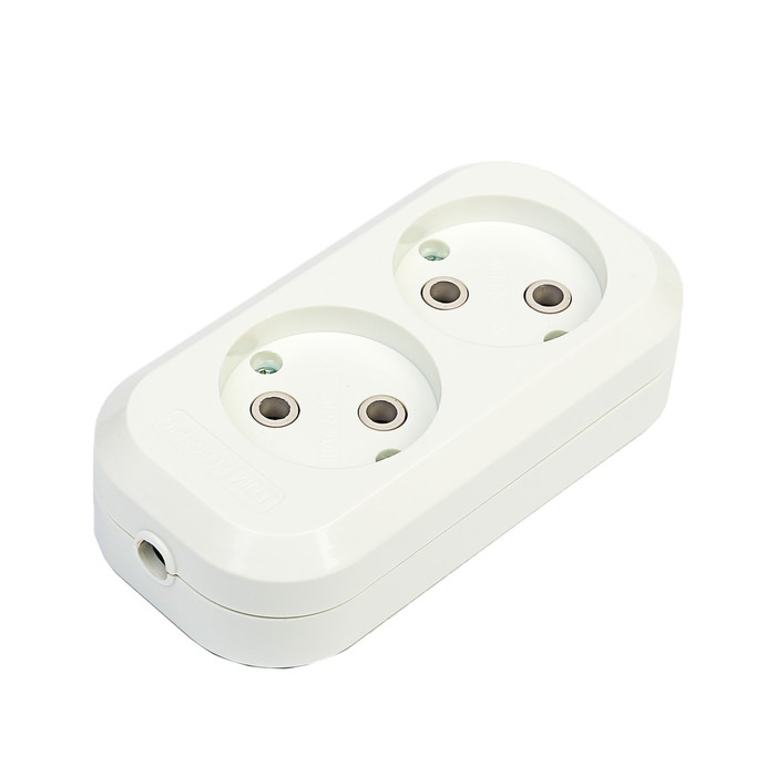 Колодка розеточная 2 гнезда 2П б/з 10А 250В белая TDM