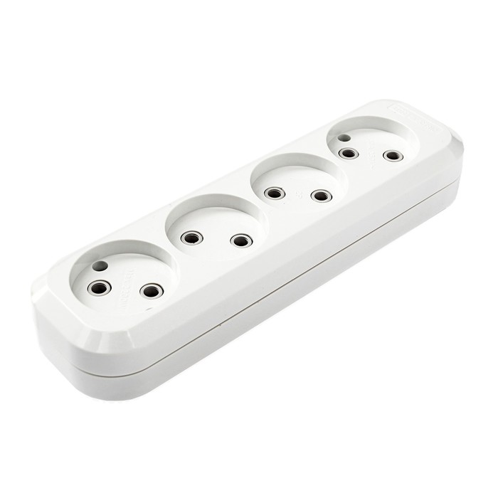 Колодка розеточная 4 гнезда 2П б/з 10А 250В белая TDM