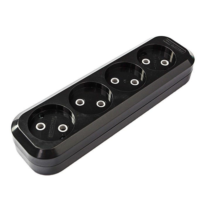 Колодка розеточная 4 гнезда 2П б/з 10А 250В черная TDM