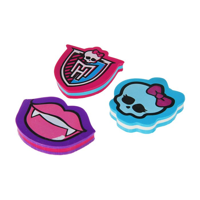 Ластик Monster High, 3 штуки в наборе, синтетический каучук