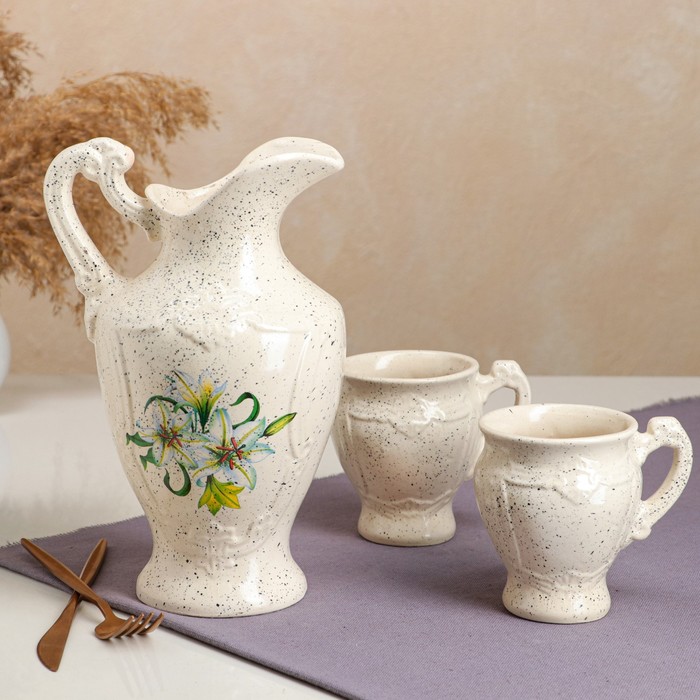 Молочный набор "Бутон 2", 2 чашки, деколь микс