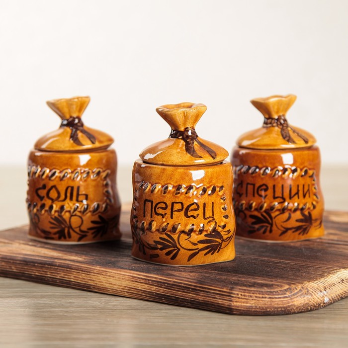 Набор для специй "Мешочки", коричневые