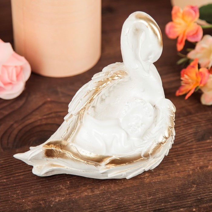 Статуэтка "Ангел с лебедем" маленький, цвет золотой