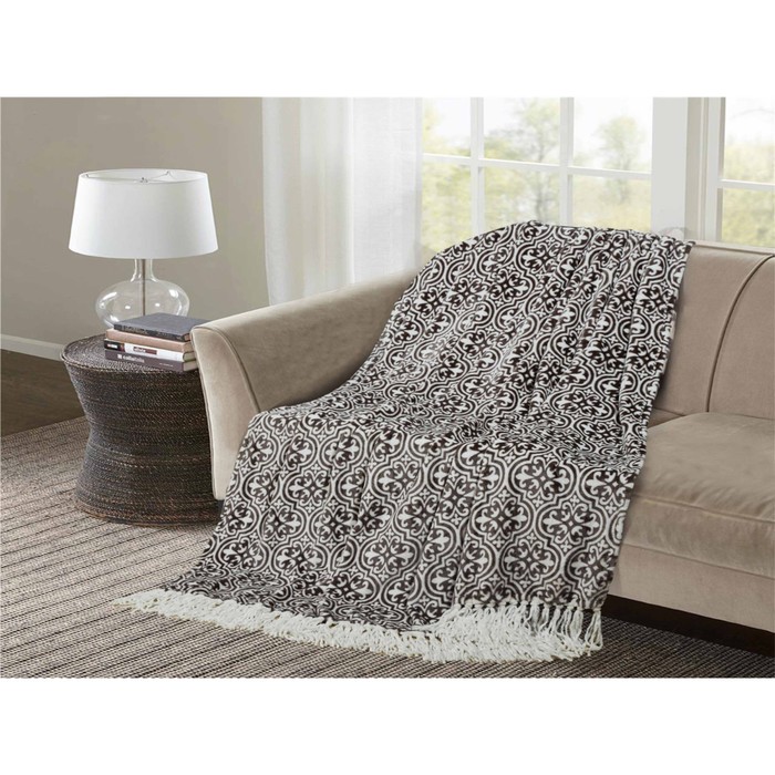 Плед "Калифорния" с кистями, размер 200х220 см, велсофт 200/087-fb