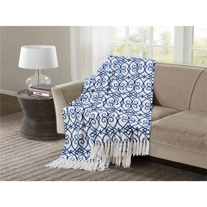 Плед "Калифорния" с кистями, размер 200х220 см, велсофт 200/082-fb