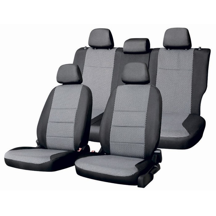 Чехлы сиденья SUZUKI Grand Vitara 2005-2014 жаккард 14 предм. SKYWAY, черный, серый