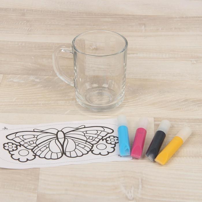 Роспись кружки витражными красками "Бабочка"