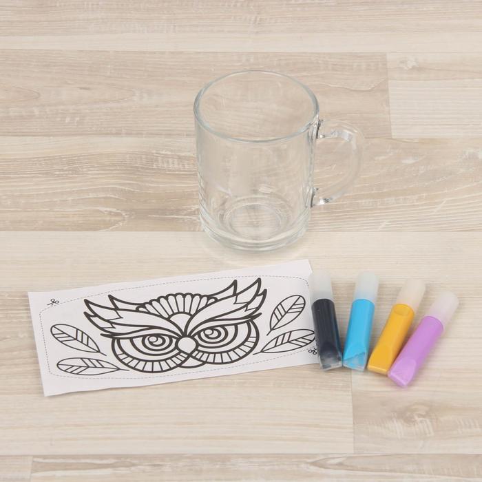 Роспись кружки витражными красками "Сова"