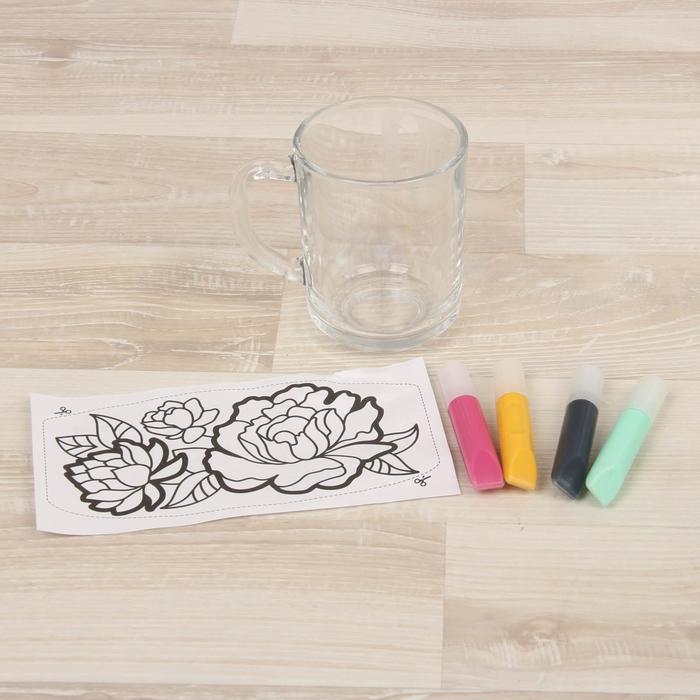 Роспись кружки витражными красками "Цветы"