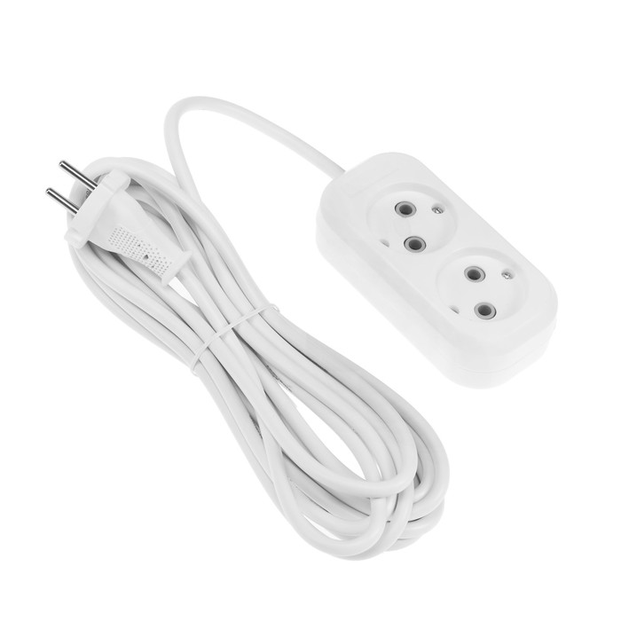 Удлинитель Smartbuy, 2 розетки, 5 м, 2200 Вт, 10 А, ПВС 2х1, без з/к, SBE-10-2-05-N