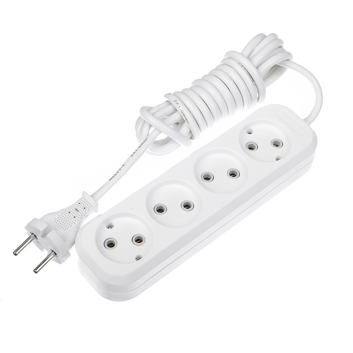 Удлинитель Smartbuy, 4 розетки, 3 м, 2200 Вт, 10 А, ПВС 2х1, без з/к, SBE-10-4-03-N