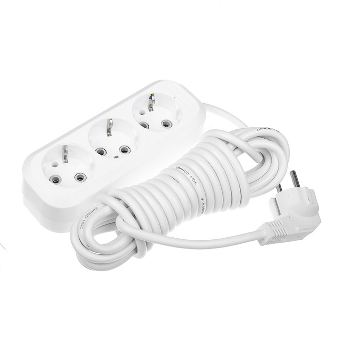 Удлинитель Smartbuy, 3 розетки, 5 м, 3500 Вт, 16 А, ПВС 3х1, с з/к, SBE-16-3-05-Z