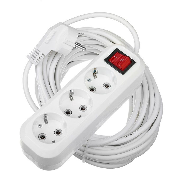 Удлинитель Smartbuy, 3 розетки, 10 м, 3500 Вт, 10 А, ПВС 3х1, с выкл, с з/к, SBE-16-3-10-ZS