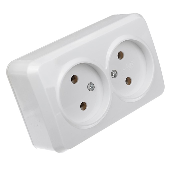 Розетка Smartbuy, серия "Юпитер", двухместная, 16  А, без з/к, белая, SBE-03w-10-S2-N-c