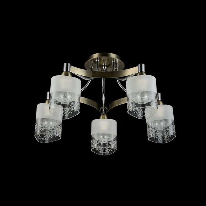 Люстра потолочная Tasmania 5x40W E14 хром, бронза 54,4x54,4x22см