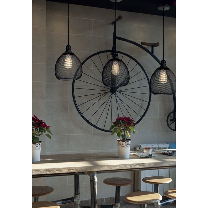 Подвес Grille 1x60W E27 черный  23x23x28см