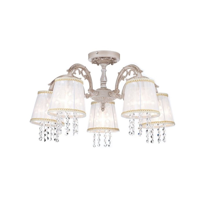 Люстра потолочная Omela 5x40W E14 кремовое золото 62x62x36см