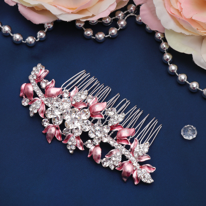 Гребень для волос "Розовые лепестки" 11*6 см, бутон