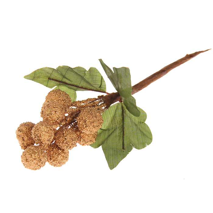 Декор для творчества "Золотые ягоды" 12 ягод в букете 13,5 см