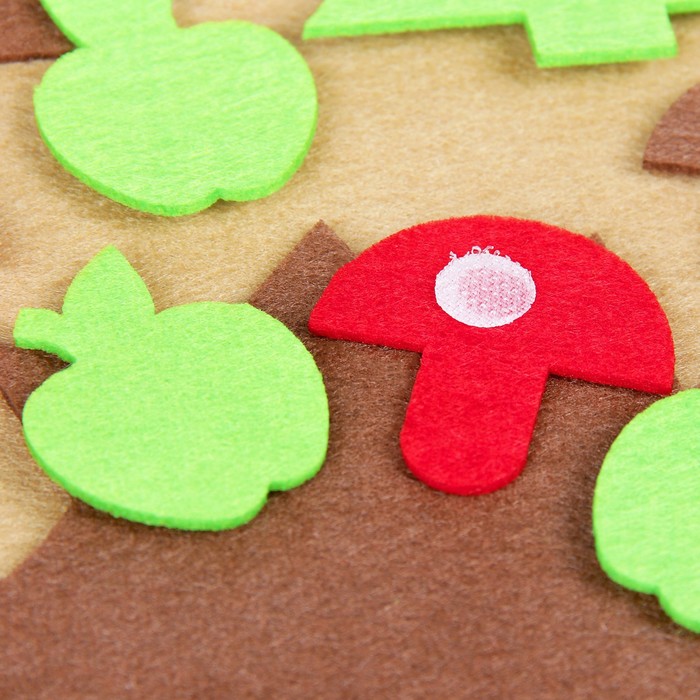 Коврик-игралка "Ёжик лесу" из фетра, 22 элемента + основа