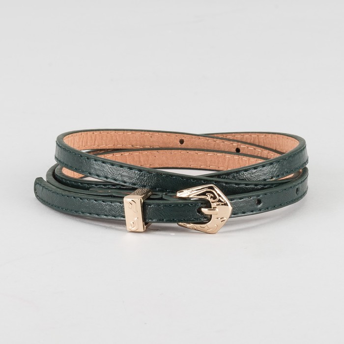 Ремень женский, пряжка и хомут золото, ширина - 0,8 см, цвет зелёный