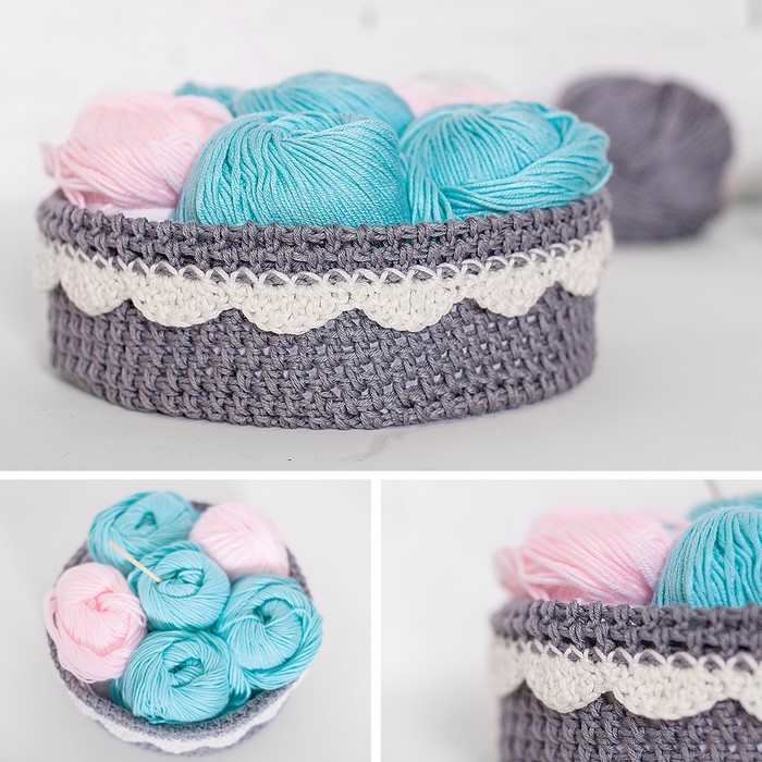 Набор для вязания «Корзинка для мелочей» серая, 11 х 16 х 4 см