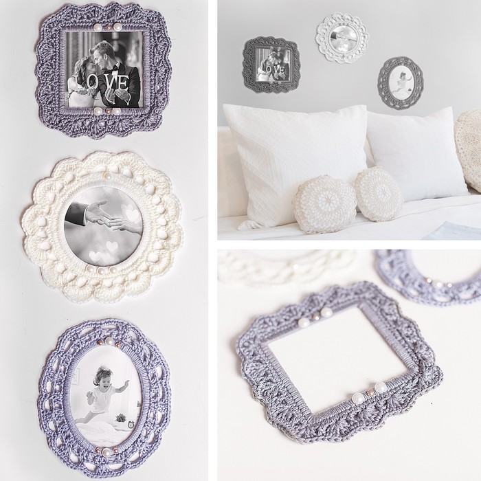 Набор для вязания «Рамочки для фото» серо-белый сет, 11 х 16 х 4 см