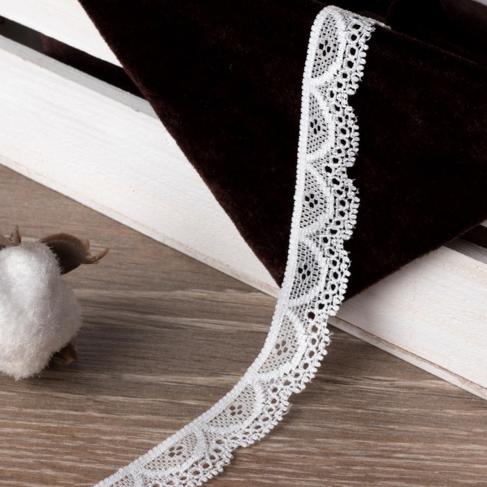 Кружево эластичное, ширина 18мм, 10±1м, цвет белый