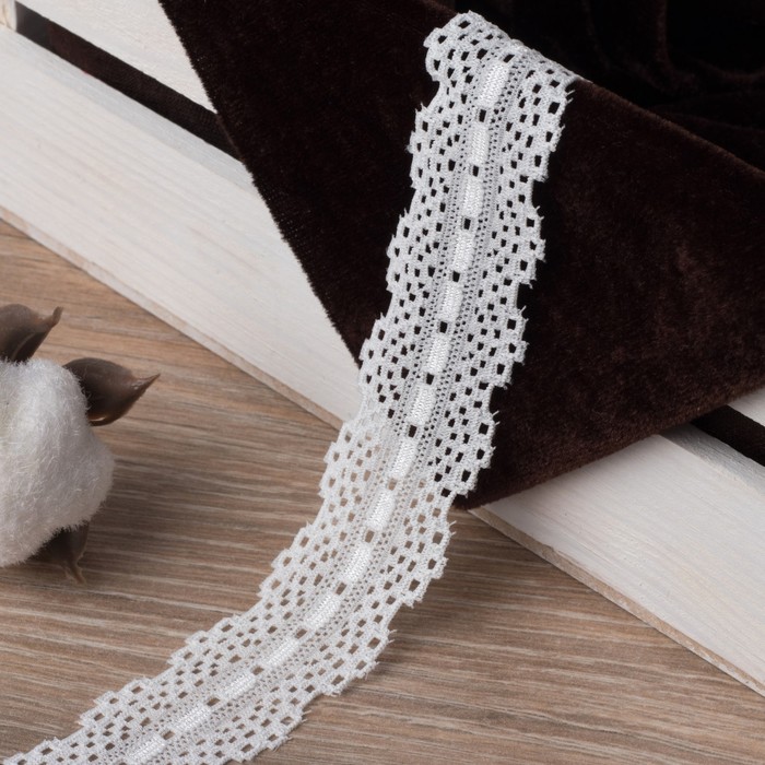 Кружево эластичное, ширина 25мм, 10±1м, цвет белый