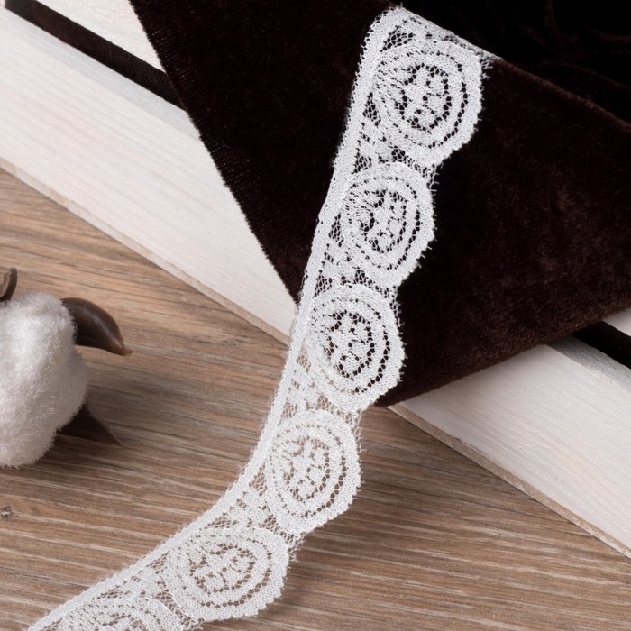 Кружево эластичное, ширина 23мм, 10±1м, цвет белый