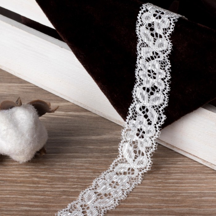 Кружево эластичное, ширина 20мм, 10±1м, цвет белый