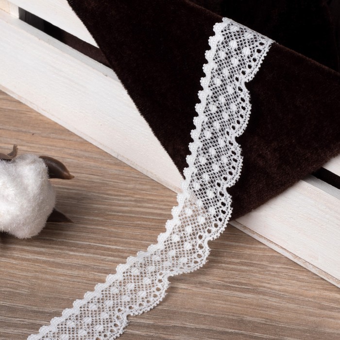 Кружево эластичное, ширина 24мм, 10±1м, цвет белый