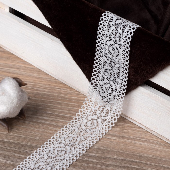 Кружево эластичное, ширина 30мм, 10±1м, цвет белый