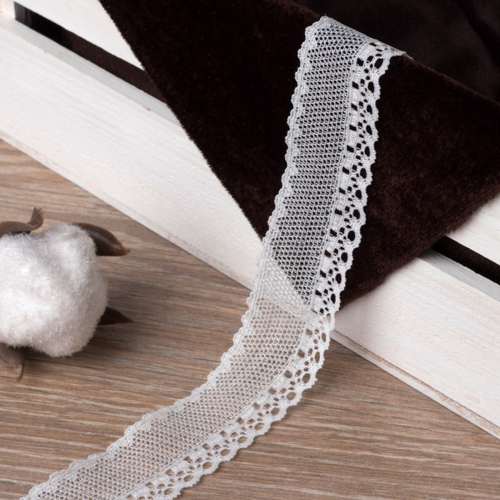 Кружево эластичное, ширина 27мм, 10±1м, цвет белый