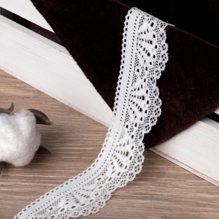 Кружево эластичное, ширина 30мм, 10±1м, цвет белый