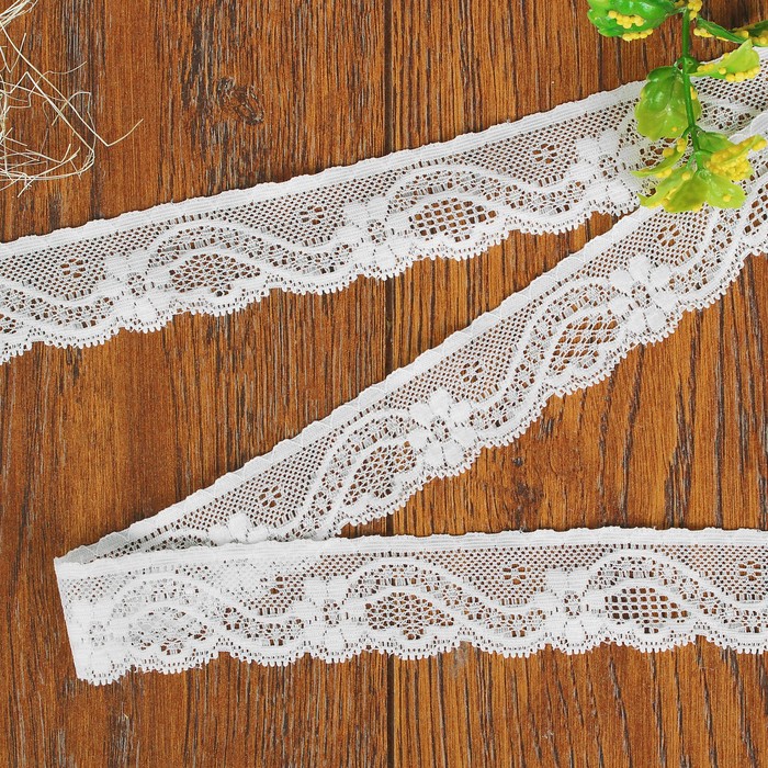 Кружево эластичное, ширина 30мм, 10±1м, цвет белый