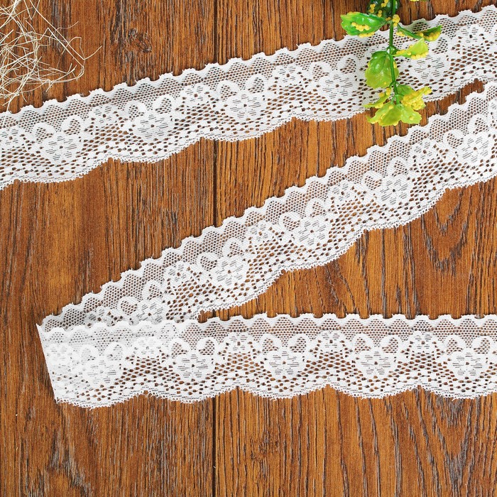 Кружево эластичное, ширина 40мм, 10±1м, цвет белый