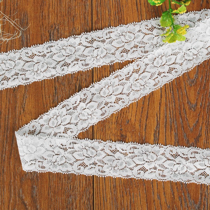 Кружево эластичное, ширина 40мм, 10±1м, цвет белый